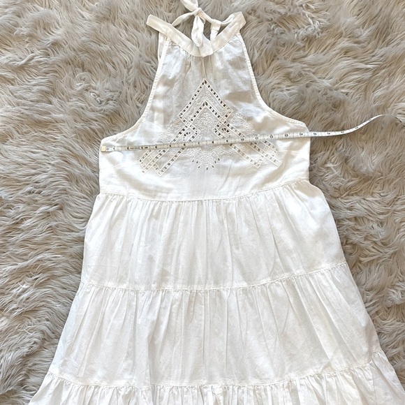 UO Head In The Clouds Crochet Neck Tiered Halter Mini Dress - Picture 14 of 16
